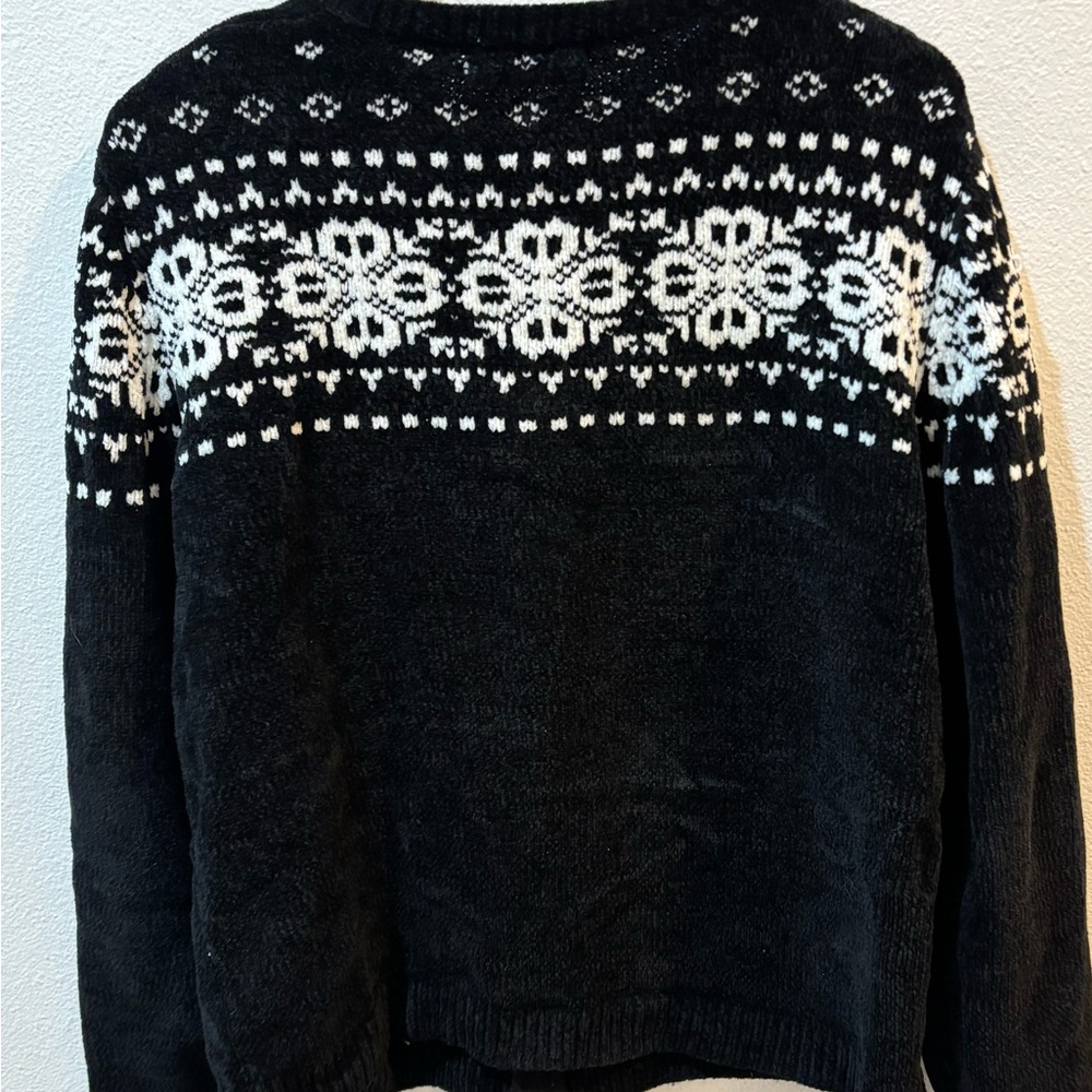 Alfred Dunner Embroidered Ice Skater Fair Isle Zip Cardigan M - Picture 6 of 11